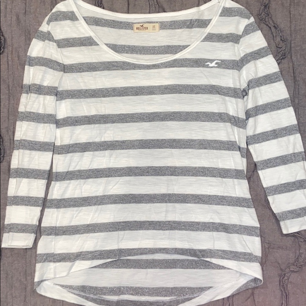 White and gray Hollister longsleeve shirt